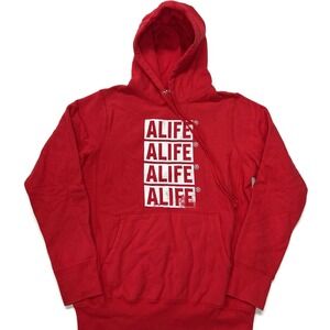 Alife Hoodie Mens Small Red Pullover‎ Cotton Canada Graphic Sweatshirt A Life